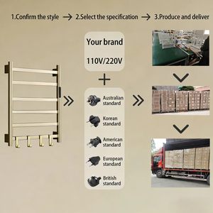 <span class=keywords><strong>Toallero</strong></span> Eléctrico Calefactable de Pared, Calentador de Toallas de Latón, Estante de Almacenamiento de Toallas con Calefacción - Product Image 6