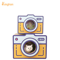 Kinghon Griffoir pour chat classique rétro en forme d'appareil photo, en carton ondulé, avec lit, sans désordre, maison cachette avec trou pour l'objectif, en carton courbé