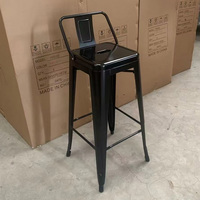 Tabouret de bar en fer antique, avec dossier, fabrication professionnelle, chic, doré