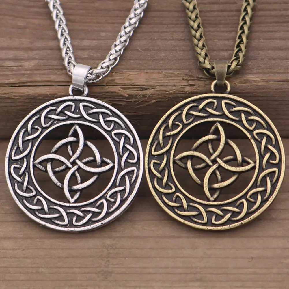 Popular Celtic witch Knot Necklace plated with real ancient silver quaternary amulet Nordic myth Pendant Necklace