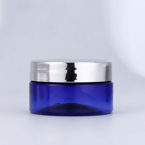 <b>Plastic</b> Cosmetic Jars With Electroplated Screw Top Caps Cylinder Shape PET Material For Cream Storage Customizable <b>Packaging</b> - Product Image 2