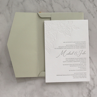 Cartes d'invitation de mariage en papier de coton sur mesure de 5x7 pouces, motif Floral, avec feuille aveugle et presse-lettre pour équipement d'événements