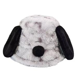 Chapeau de pêcheur en peluche polaire pour femme, motif chiot mignon, chaud et couvrant les oreilles, pour l'automne et l'hiver - Product Image 1