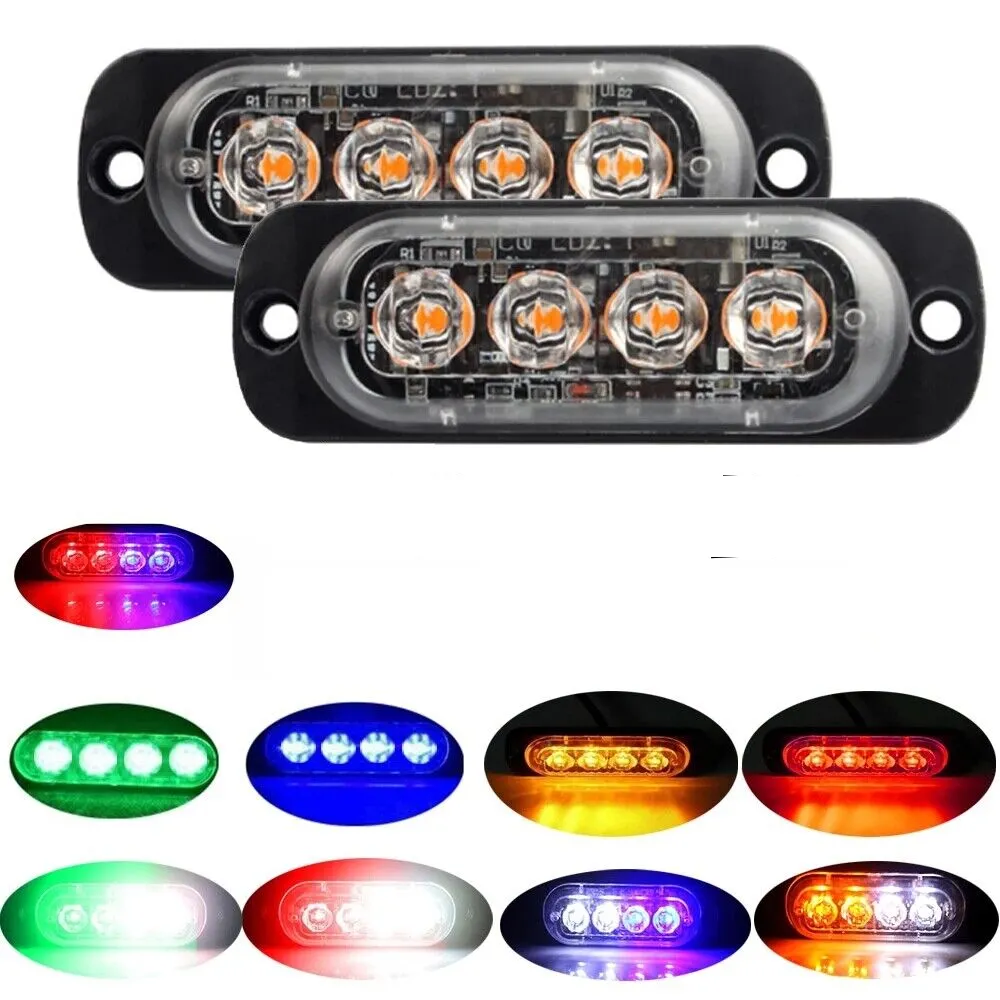 Luzes de marcador laterais ultrafinas para carro, 4led, 6 leds, para caminhões, lâmpada estroboscópica, pisca de led, construção, luzes de aviso