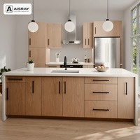 Meuble de cuisine avec îlot, portes en mélamine au design minimaliste, dimensions personnalisées, livraison en kit et rangement coulissant