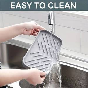 MUYULINS Silicone <b>Rack</b> Kitchen Tray with Hole Countertop Cleaning <b>Sink</b> Drain Mat Suitable for Brushes, Sponges, Soap - Product Image 6