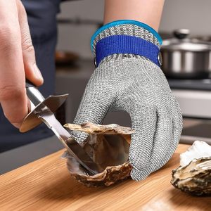 Gants de cuisine anti-coupure A9 en maille d'acier inoxydable, gants de sécurité en métal pour couper la viande, la mandoline et décortiquer les huîtres - Product Image 1