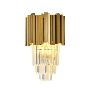 Post Modern High Grade Creative Gold Color Crystal Wall Lamp For Living Room Villa Hotel And Sales Department