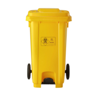 Grande poubelle extérieure orange rouge jaune 100 litres en plastique avec pédale et poubelle mobile 100l