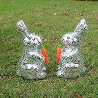 Décoration de Pâques transfrontalière en mosaïque de verre, lapin disco, ornements pour fêtes intérieures, fournitures de fête, décoration intérieure