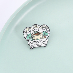 Grappige Compost The Patriarchy Emaille Pin Wit Tuinieren Kat Hoed Broche Revers Badge Sieraden Cadeau - Product Image 2