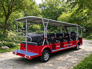 Bus électrique panoramique ouvert 17 places sans porte pour circuit <span class=keywords><strong>de</strong></span> station balnéaire, parc, pente <span class=keywords><strong>de</strong></span> 25% et autonomie <span class=keywords><strong>de</strong></span> 90-100 km, Amérique latine - Product Image 5