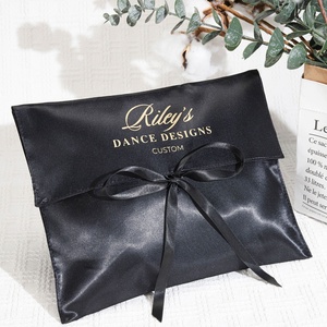 定制品牌标志黑色缎面信封头发延伸假发包装袋豪华信封丝绸缎面礼品泳装袋 - Product Image 2