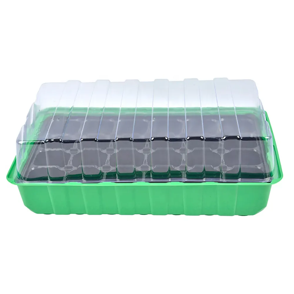 VERTAK 3 uds. Kit de bandeja de inicio de semillas reutilizable bandeja de semillas de vegetales rectangular negra de 24 celdas con tapa