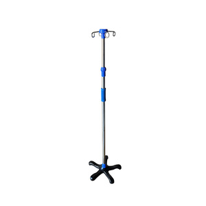 Soporte de suelo para viales de suero de acero inoxidable, color azul, altura ajustable, para uso doméstico y ambulatorio. - Product Image 1