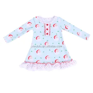 Uzun kollu dantel kız pijama pijama elbise santa noel kızlar gece elbisesi