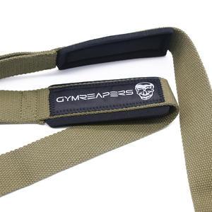 สายรัดยกน้ำหนัก Gymreapers สีเขียว สำหรับทุกเพศ ไม่ยืดหยุ่น ผลิตจากผ้าริบบิ้นถัก สำหรับบาร์เบล ดึงข้อ ดึงเดดลิฟท์ - Product Image 1