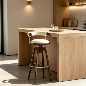 Taburete de <span class=keywords><strong>Bar</strong></span> Giratorio Clásico Británico de Mediados de Siglo, de Madera de Fresno, con Asiento Acolchado, para Isla de Cocina, Silla de <span class=keywords><strong>Bar</strong></span> de Lujo para Pub, <span class=keywords><strong>Bar</strong></span> o <span class=keywords><strong>Restaurante</strong></span> Comercial - Product Image 2