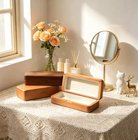 Étui de rangement pour lunettes en bois massif, porte-lunettes en noyer avec doublure douce, organisateur de voyage rigide portable pour lunettes de soleil et lunettes de vue