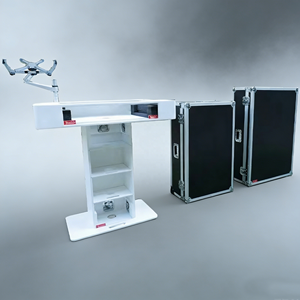 Cabine <span class=keywords><strong>DJ</strong></span> blanche avec tour de contrôle Support DDJ SZ portable et durable pour deux <span class=keywords><strong>Pioneer</strong></span> Boîtier en bois contreplaqué personnalisable Support OEM - Product Image 1