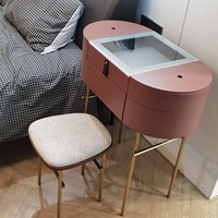 Ensemble coiffeuse et table de maquillage en bois, style minimaliste de luxe, avec rangement et chaise, pour chambre à coucher et mariage