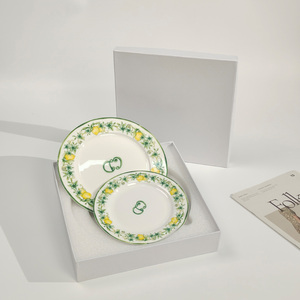 Vente en gros Ensembles d'assiettes en porcelaine osseuse à motifs citron de luxe européen - Product Image 4