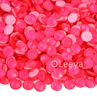 Strass de qualité supérieure Oleeya, 16 couleurs néon, non thermocollants, à dos plat, pour bikinis, coques de téléphone, gobelets et projets DIY