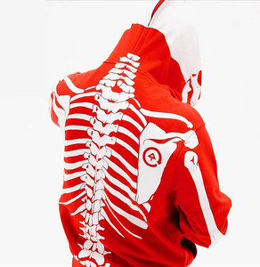 Felpa con cappuccio da uomo con Zip integrale stampata con scheletro personalizzata di nuova moda - Product Image 4