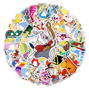 50 Pezzi Adesivi <span class=keywords><strong>in</strong></span> Vinile Classici di <span class=keywords><strong>Alice</strong></span> nel Paese delle Meraviglie, Principessa Cartoon, Decorazione Murale Impermeabile, Adesivi Fiabeschi - Product Image 6