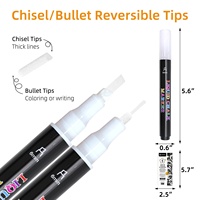 Artecho Art Supplies – Lot de 4 marqueurs à craie liquide blanche double pointe, écriture réversible double face, pointe de 6 mm pour dessin, encre pigmentée