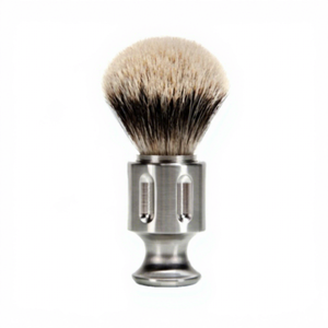 Brocha de afeitar para hombre de acero inoxidable premium, la más vendida, con cerdas sintéticas y mango metálico. - Product Image 1