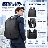 Sac à dos d'affaires minimaliste noir BONLOR OEM, sac pour ordinateur portable imperméable, sac à dos de voyage ergonomique pour hommes et femmes