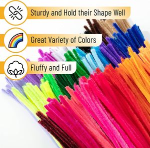 Cordons en chenille colorés et brillants, 6 mm x 12 pouces, pour les projets créatifs et décoratifs des enfants, les travaux manuels et les projets artistiques. - Product Image 5