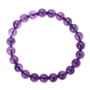 Bracciale Elastico Fatto a Mano con Perle di Ametista da 8mm, Unisex, a Filo Singolo, Impilabile, per Donne, Uomini e Adolescenti, Forma a Sfera - Product Image 2