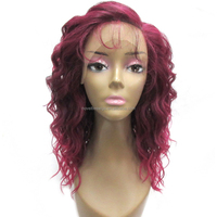 Nouveautés Perruque Lace Front Bordeaux sans colle, prête à porter, avec baby hair, transparente pour raie latérale, 18 pouces, bouclée profonde, haute densité