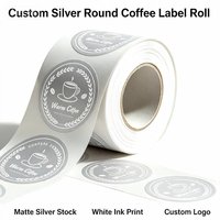 Autocollant en vinyle laminé argenté personnalisé, très demandé, durable et auto-adhésif pour l'emballage du café