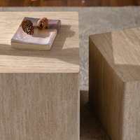 Ensemble de tables d'appoint en bois au design luxueux, meubles modernes pour salon, table d'appoint rectangulaire en MDF avec placage en travertin