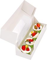 FAVORCRAFTS Boîte à pâtisserie certifiée haut de gamme, personnalisable avec logo, de qualité alimentaire, portable, écologique, réutilisable, en carton blanc avec fenêtre