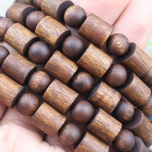 Wood <b>Beads</b> <b>Bracelet</b> 54 Barrel <b>Beads</b> 9x10mm Ethnic Style For <b>Men</b> And Women Jewelry - Product Image 3