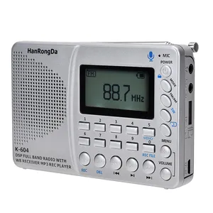 定制新产品调频卡记录器多带时间显示可充电收音机数字调谐器和预设业余无线电