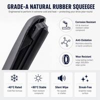 Vente en gros d'essuie-glaces hybrides universels pour pare-brise de voiture, en caoutchouc naturel, 14-28 pouces, sans armature, pièces automobiles