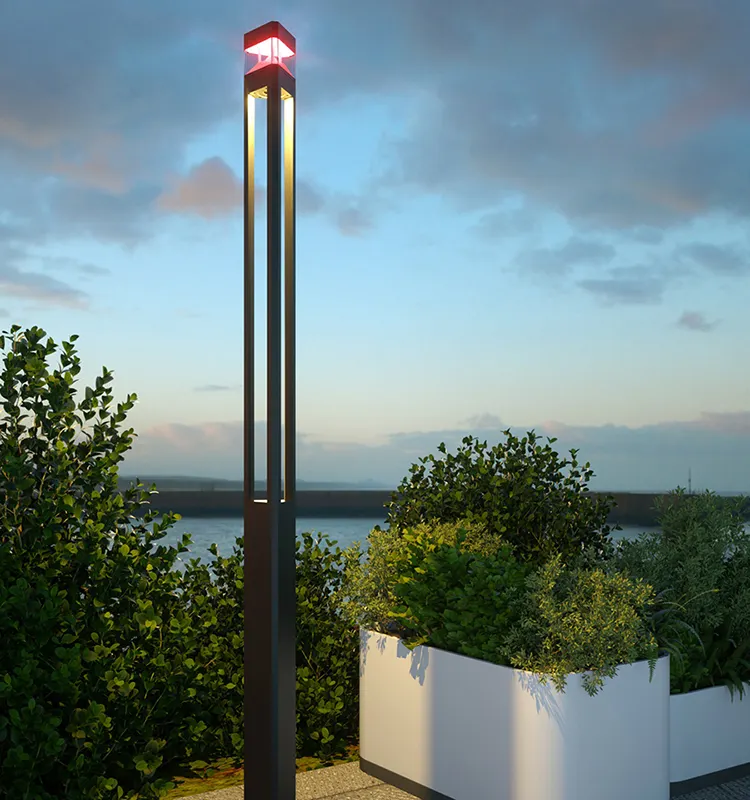 Aluminum LED Street Light round Pole with High IP65 Rating Battery-Powered Garden Light Bollard