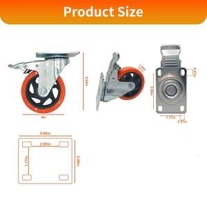 4-Zoll Schwerlast-<span class=keywords><strong>PU</strong></span>-Rolle mit Bremse und Drehenden Rollenrädern mit Doppelschloss und Lagern für Möbel, Werkbögen, Karren - Product Image 2