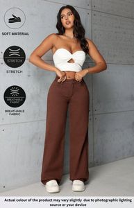 JEANS LUXE À JAMBE LARGE Denim extensible brodé Tissu écologique durable Marron Tailles 26-40 Osca International - Product Image 5