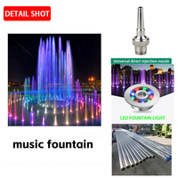 Fuente de agua seca programable DMX512 de acero inoxidable para exteriores, con luces LED RGB inteligentes e interactivas, para espectáculos de chorro alto en jardines.