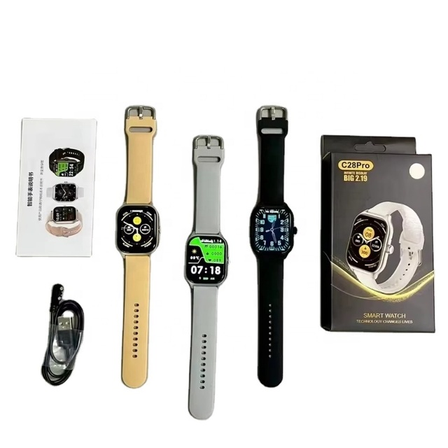 C28 New Arrival IP67 Waterproof Android AMOLED Smartwatch for Unisex with 44-49mm Screen Magnetic Charging Heart Rate & Tracker