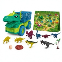 Set Mainan Truk Pengangkut Dinosaurus, Kit Mainan Plastik ABS, Alas Mainan, Figur untuk Anak 3+ Tahun, Unisex