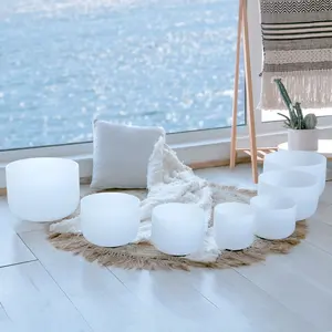SUCCESS 432Hz Frosted Quartz Crystal Singing Bowls a <strong>B</strong> C D E F <strong>G</strong> Note Set of 7 Crystal Singing Bowls - Product Image 1