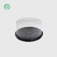 Pbat Boîte d'emballage de gâteau de forme ronde recyclable Couvercles transparents Base noire en vente