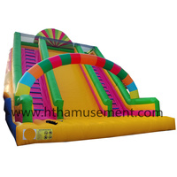 Videur gonflable en PVC écologique arc-en-ciel coloré avec toboggan pour enfants 12x8x10m capacité maximale 1000kg